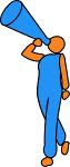 Clipart image of a person speaking through a bullhorn.