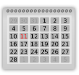 A clipart image of a calendar.