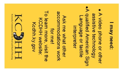 An image showing the back side of the 3.5 by 2 yellow Communication Card.