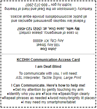The printable Communication Card.