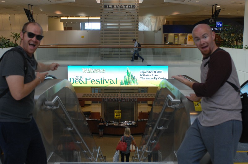 Anderson twins arriving at Louisville airport.