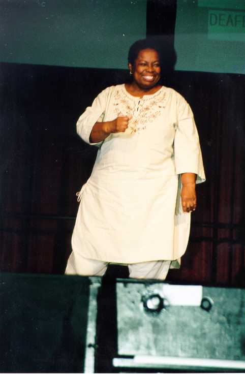 Nathie Marbury performing on stage