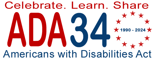 Image which reads, 'Celebrate. Learn. Share. ADA 34'