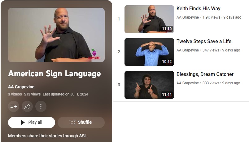 Image depicting Deaf Alcoholic Vodcast video selections.
