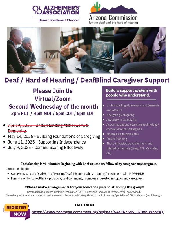 Deaf/Hard of Hearing/DeafBlind Caregiver Support Group