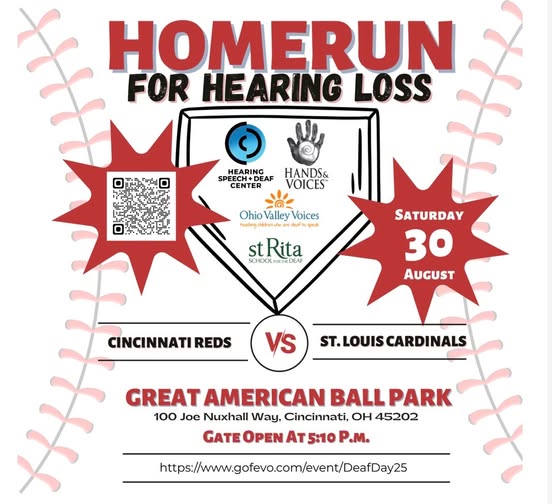 Home Run for Hearing Loss - Saturday, August 30th at Great American Ball Park