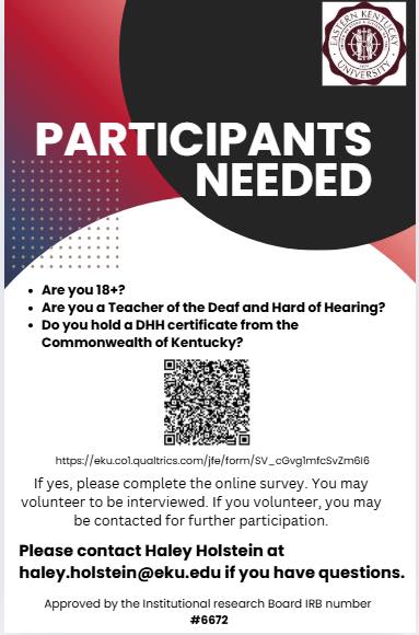 Online Survey for Teachers of the Deaf and Hard of Hearing