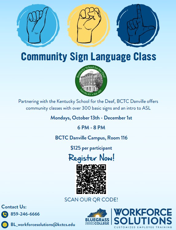 Community Sign Language Class in Danville.