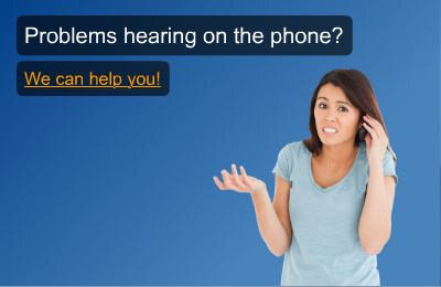 Image of woman strggling to hear on a phone.